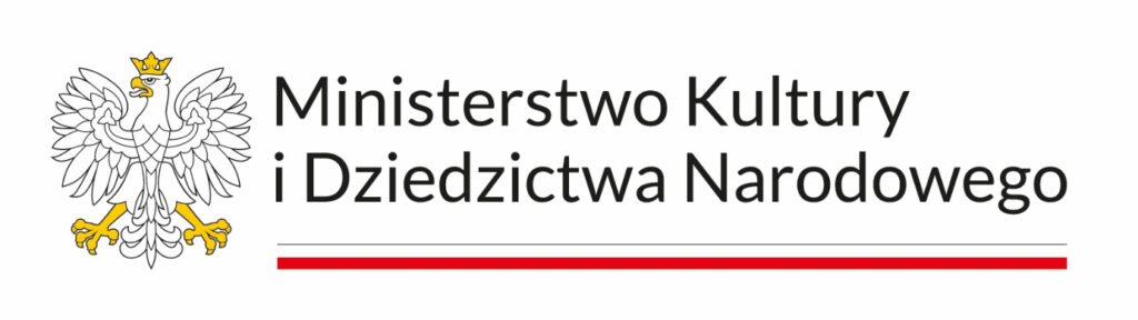 Logo Ministerstwa Kultury i Dziedzictwa Narodowego, białe godło orła, napisy po prawej stronie oraz DOTACJE 2026.