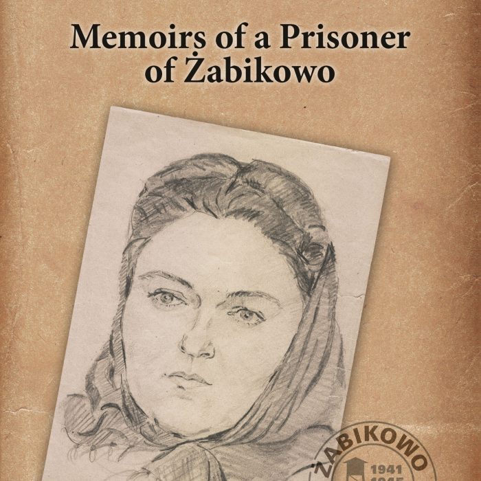 Okładka książki przedstawiająca ołówkowy portret kobiety w chuście, na beżowym tle pieczątka Muzeum Martyrologicznego w Żabikowie.